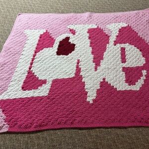Pink and White Love Throw Blanket